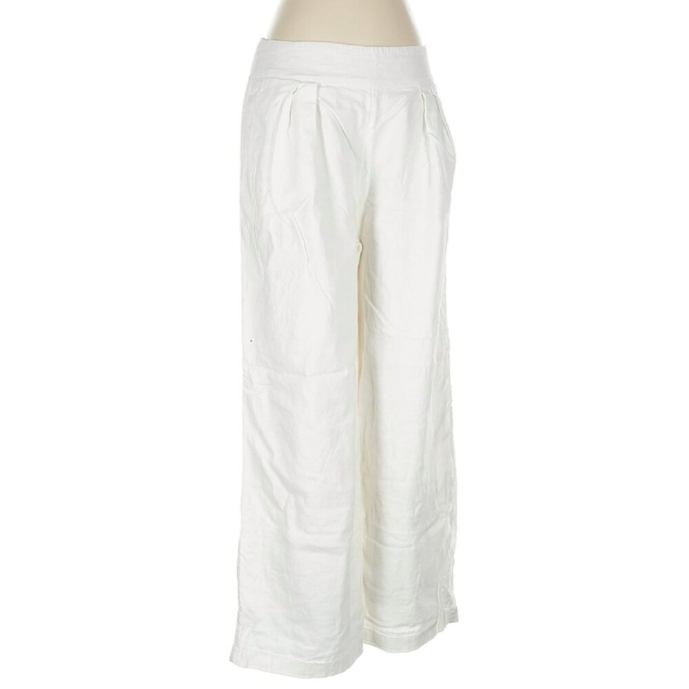 Abercrombie & Fitch White Linen Pants - Pull-On Pleated Front